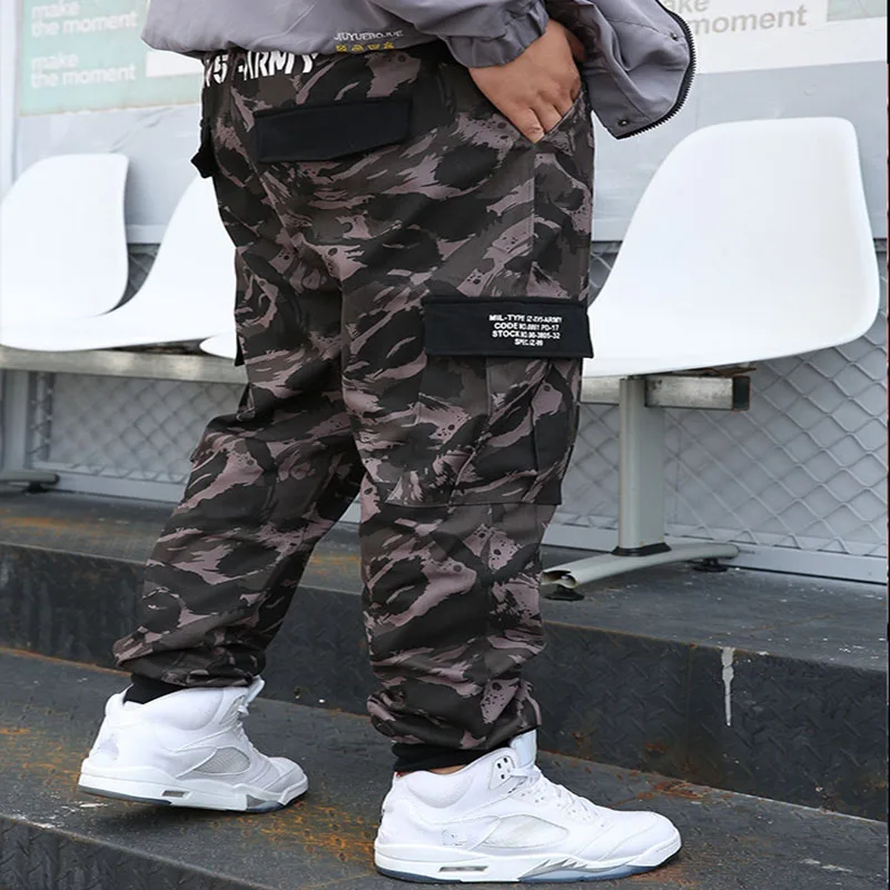 Plus Size Men's Overalls 9XL 8XL 7XL 6XL 5XL Hips 146CM Camouflage Elastic Waist Multi Pocket Loose Casual Pants