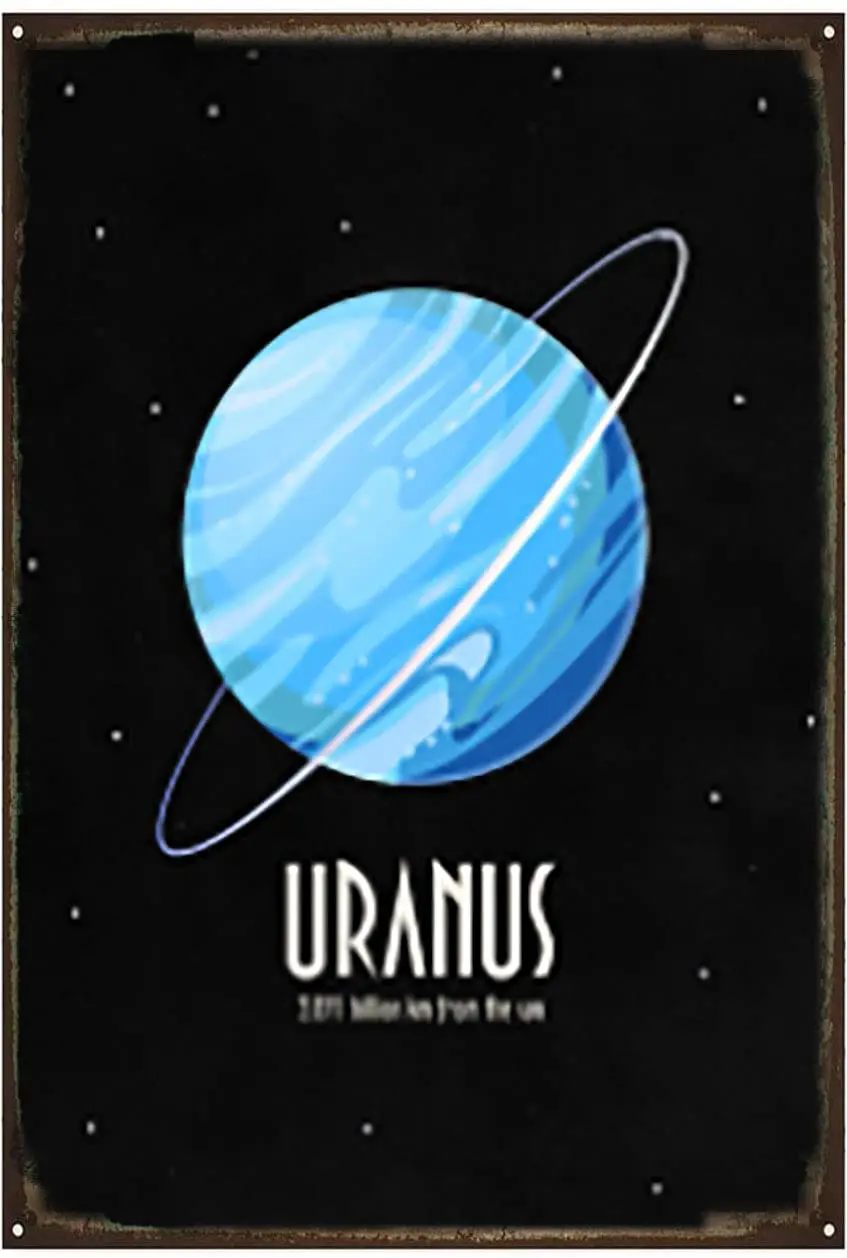 

Vintage Metal Tin Sign Wall Decor - Home/Bathroom/Classroom/Office/Cafe/Bar Decor Art Tin Sign Uranus - Solar System - Wall Art