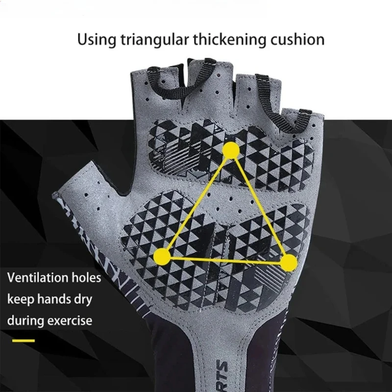 قفازات ركوب الدراجات الرياضية الخارجية للرجال والنساء، مضادة للانزلاق للحماية من الشمس، قابلة للتنفس، قفازات صيد نصف إصبع للدراجة
