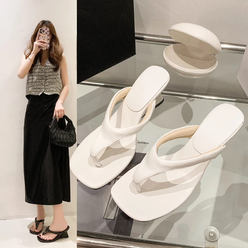 Extremely Beautiful Wedge Toe-Post Flip Flops for Women, Summer Outdoor New Fairy-Style Vacation High-Heel Sandals