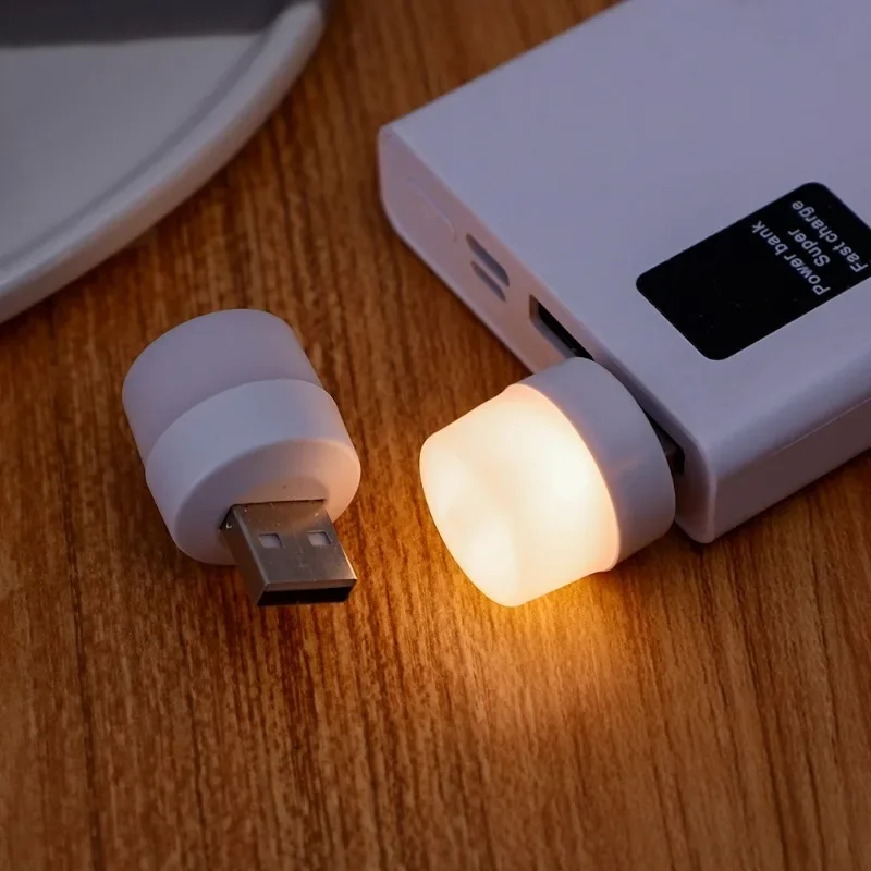 1/10Pcs USB LED Plug Lamp 1W Portable Warm Light Eye Protection USB Mini Book Light Computer Mobile Power Charging Night Light