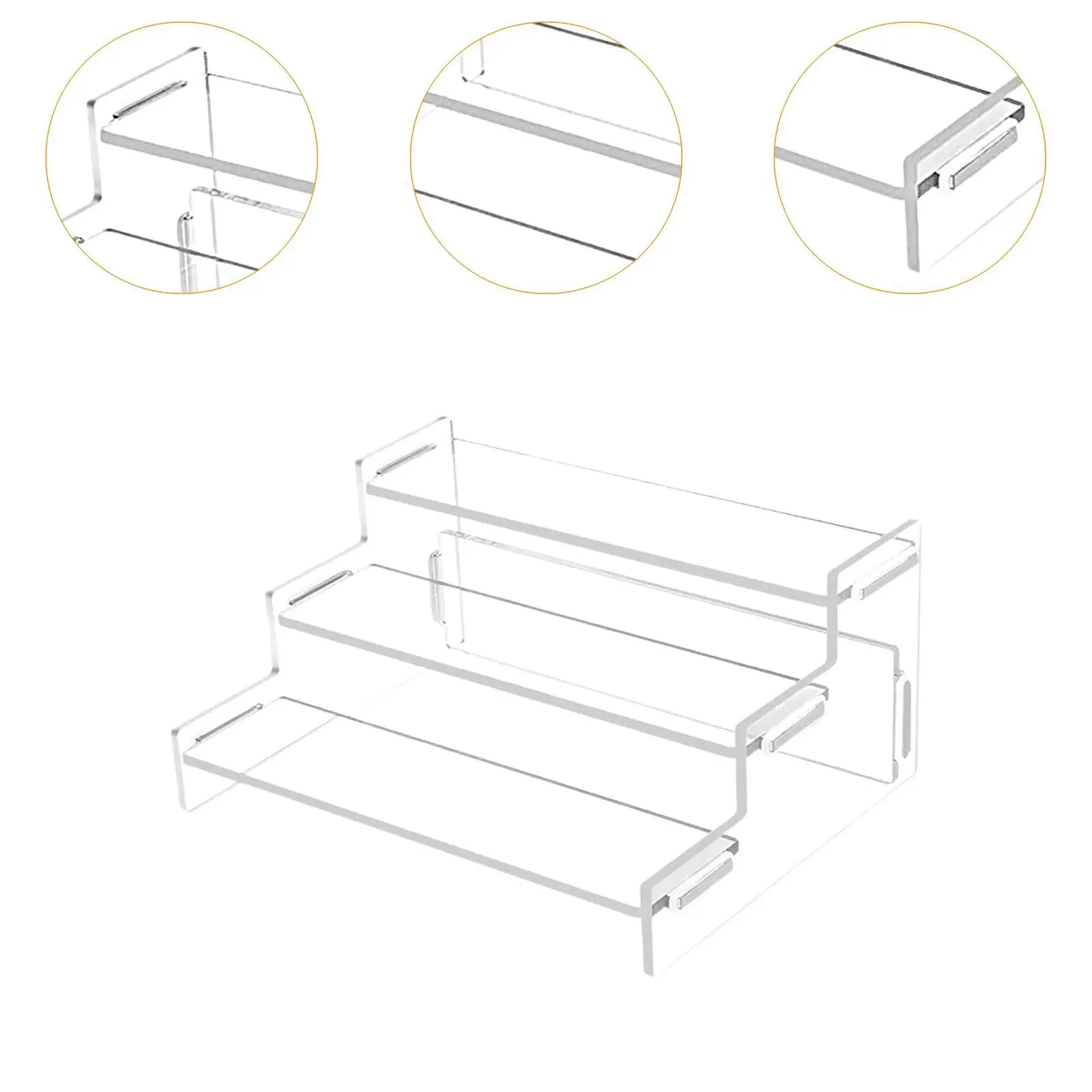 رف عرض من الأكريليك، حامل عرض ثلاثي الطبقات للشخصيات، حامل عرض لمنظم عطور كب كيك