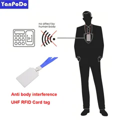 RFID Access control system ANTI BODY interference UHF RFID card with hole rope long range 1-35m printable personnel attendance