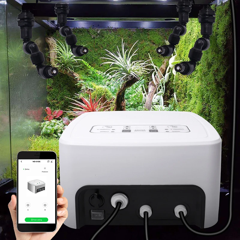 High Power WiFi Remote Control Auto Watering Device Drip Irrigation For Garden Rain Forest Adjustable Pressure Spray Watering