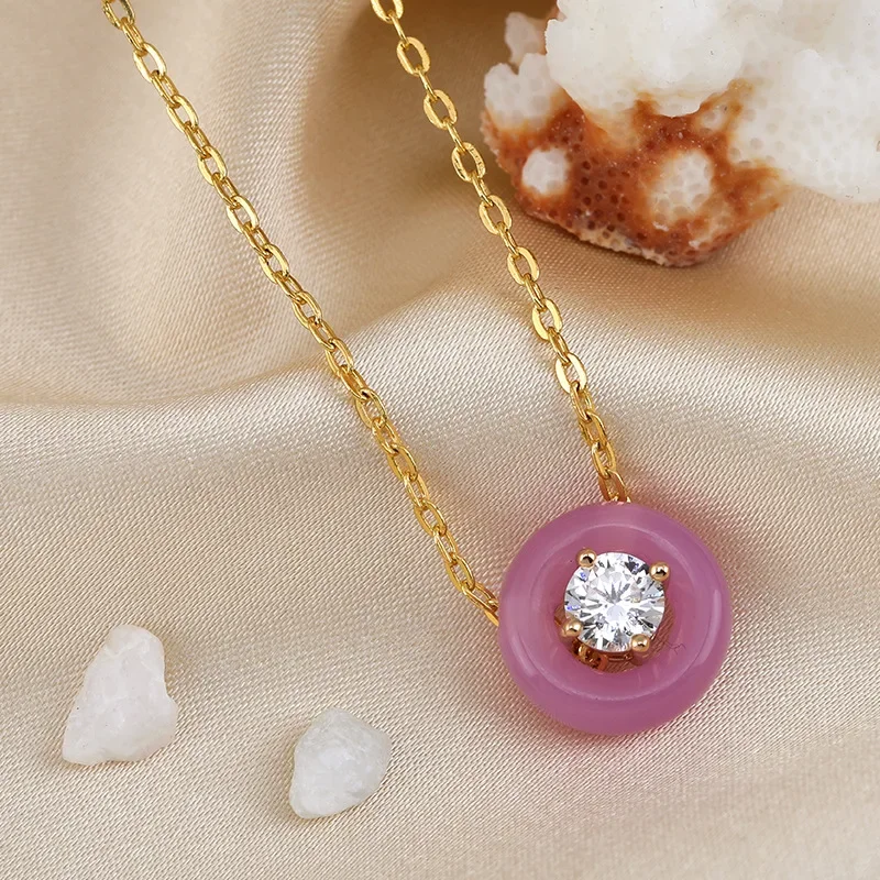 

Brand-new round bubble chalcedony zircon set collarbone chain, a fashionable and simple ladies' necklace