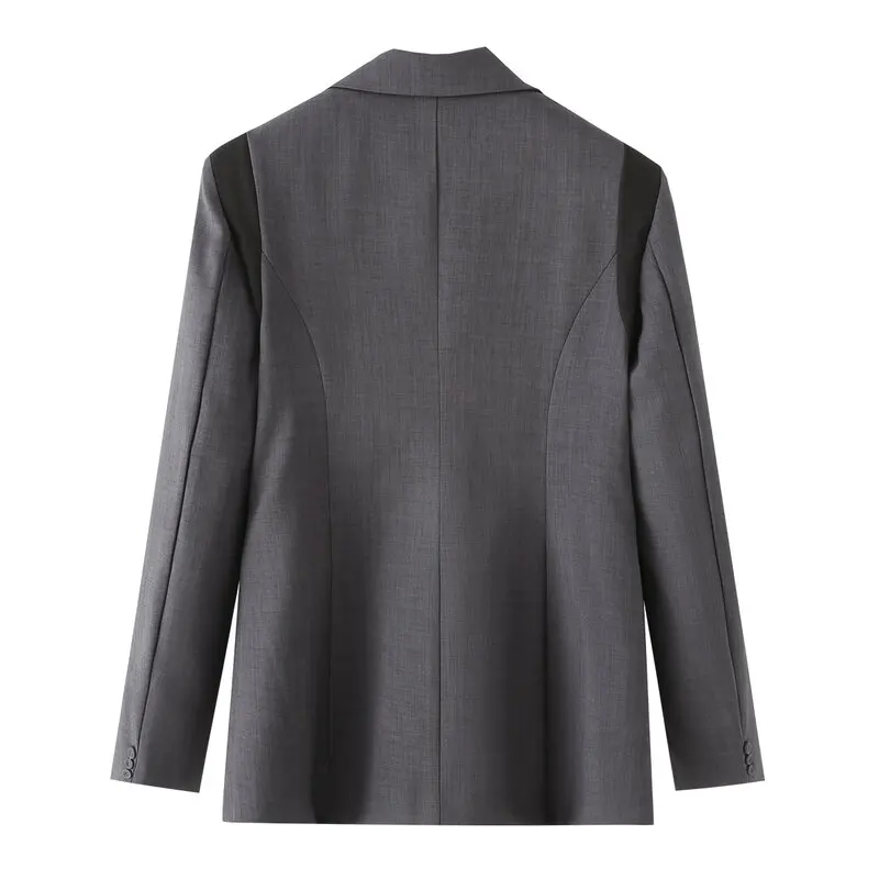 Fashionable Long Sleeve Wide Shoulder Color Block Design Women's Suit Jacket Versatile Spring 2025 New Arrival Elegant Outerwear