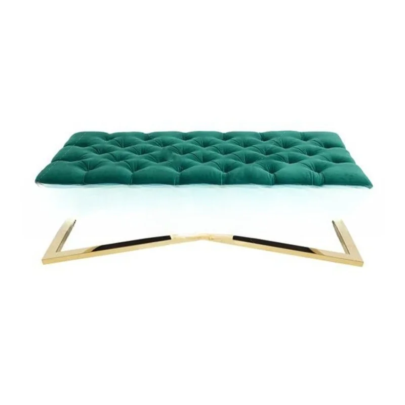 

Simple postmodern stainless steel shoe changing stool furniture bedroom soft bag metal square stool