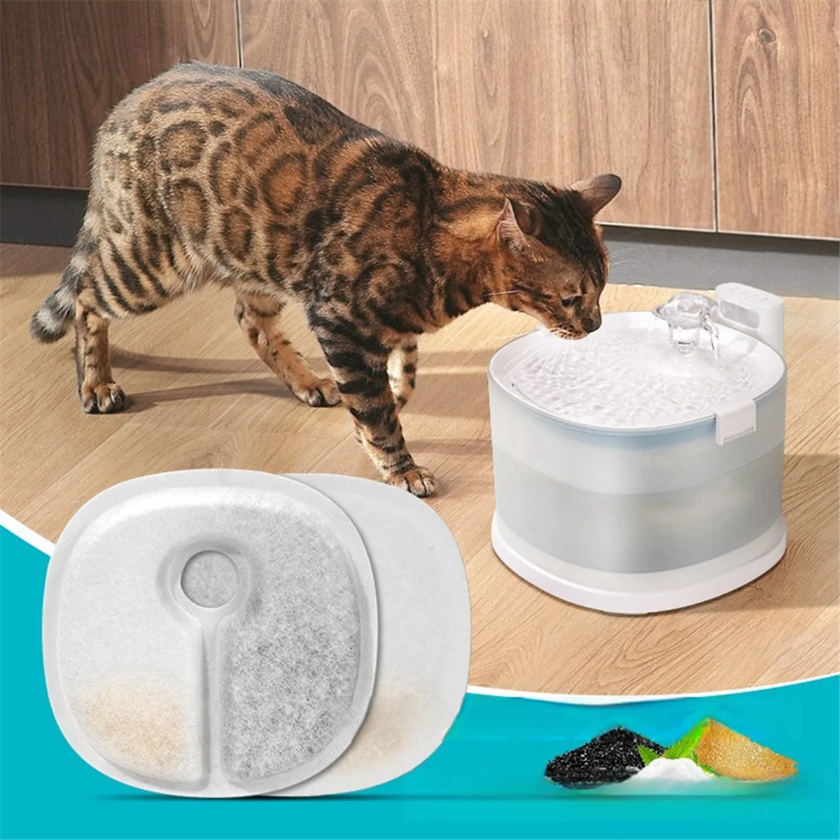 مرشحات نافورة الماء للقطط A62K لمرشحات استبدال نافورة الحيوانات الأليفة الأوتوماتيكية 8 قطع #6