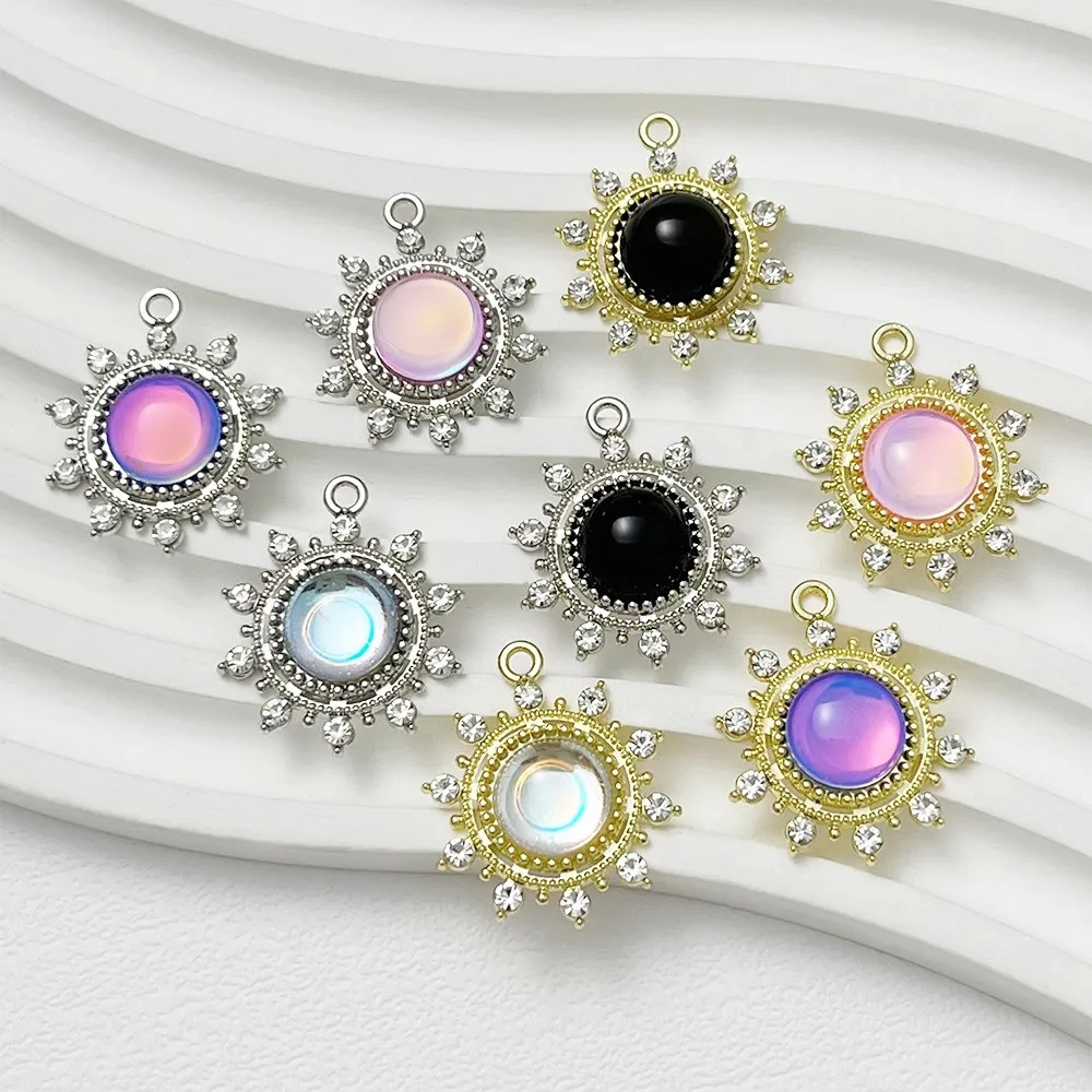 European American Fashion Simplicity Style Sunflower Round Pendant, Diy Handmade Necklace, Earrings, Alloy Material Accessories