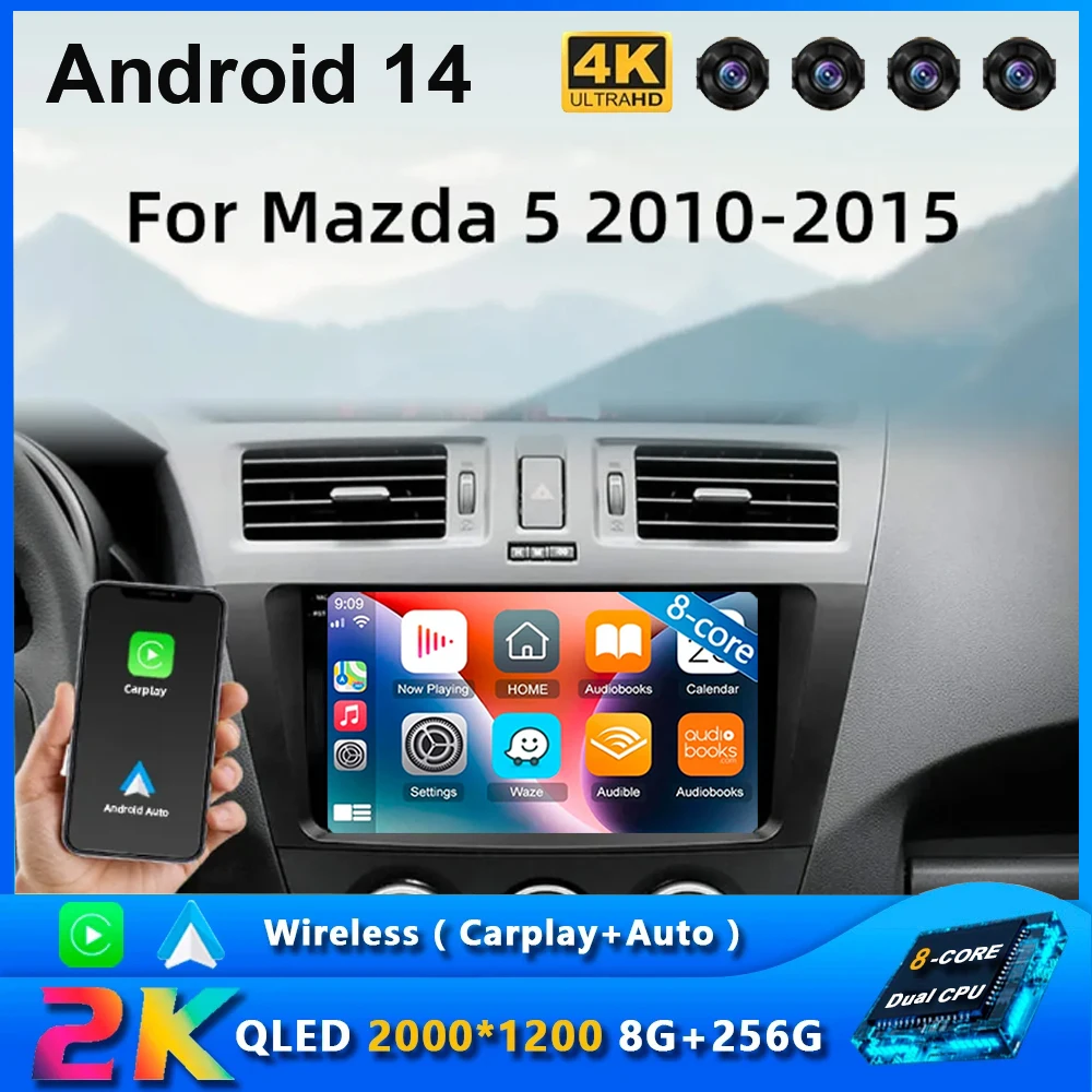 

Android 14 для Mazda 5 3 CW 2010 - 2015 автомобильное радио, мультимедийный видеоплеер, навигация для Android, авто Carplay, Wi-Fi, GPS, стерео