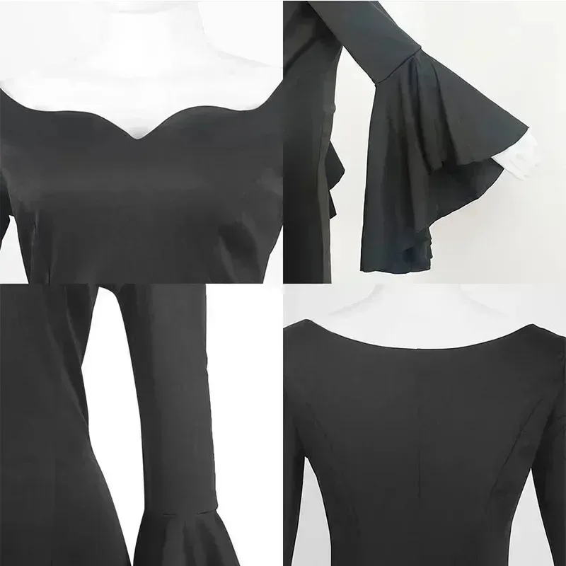 2025 yiyi quarta-feira addams família uniforme vestido filme morticia cosplay traje perucas pretas para mulheres halloween carnaval a