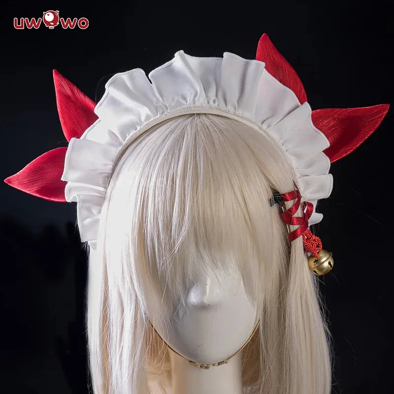 Sky03 재고 있음 UWOWO 스파클 코스프레 게임 Honkai 스타 레일 스파클 메이드 코스프레 의상 활 모자를 쓰고 있죠 메이드 복장 Hallow55Hu%