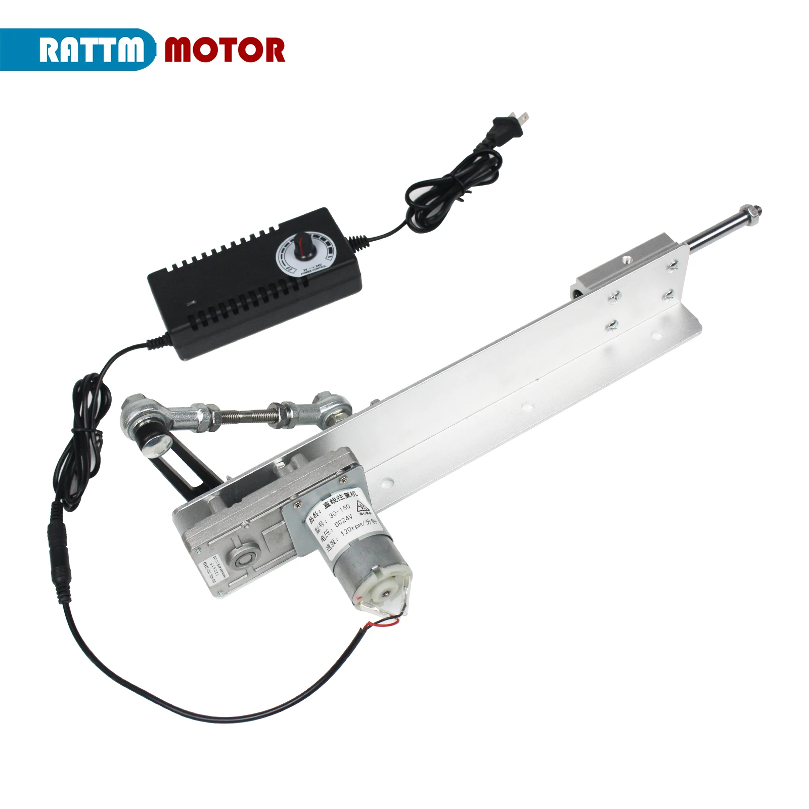 DC 24V Reciprocating Linear Actuator Stroke Adjustable Telescopic Rocker Arm Mechanism Gear Motor Speed Regulation Adapter