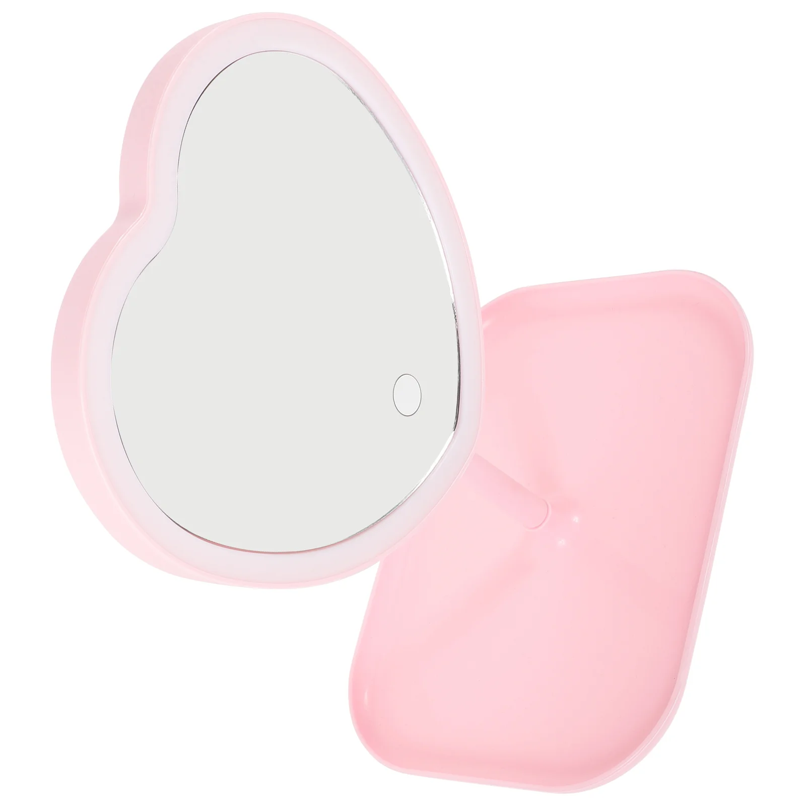 Desktop Love Mirror Beauty Makeup USB Rechargeable LED Light (love Pink) Heart Movable for Fashion Plastic Abs with Base