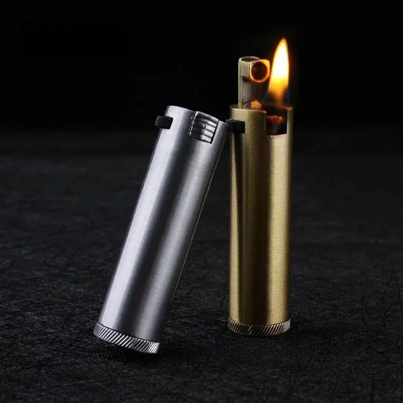 Vintage Old Style Kerosine Lighter Antique Side Slip Wheel Retro Metal Oil Trenches Personalized Smoking Cigarette Accessories