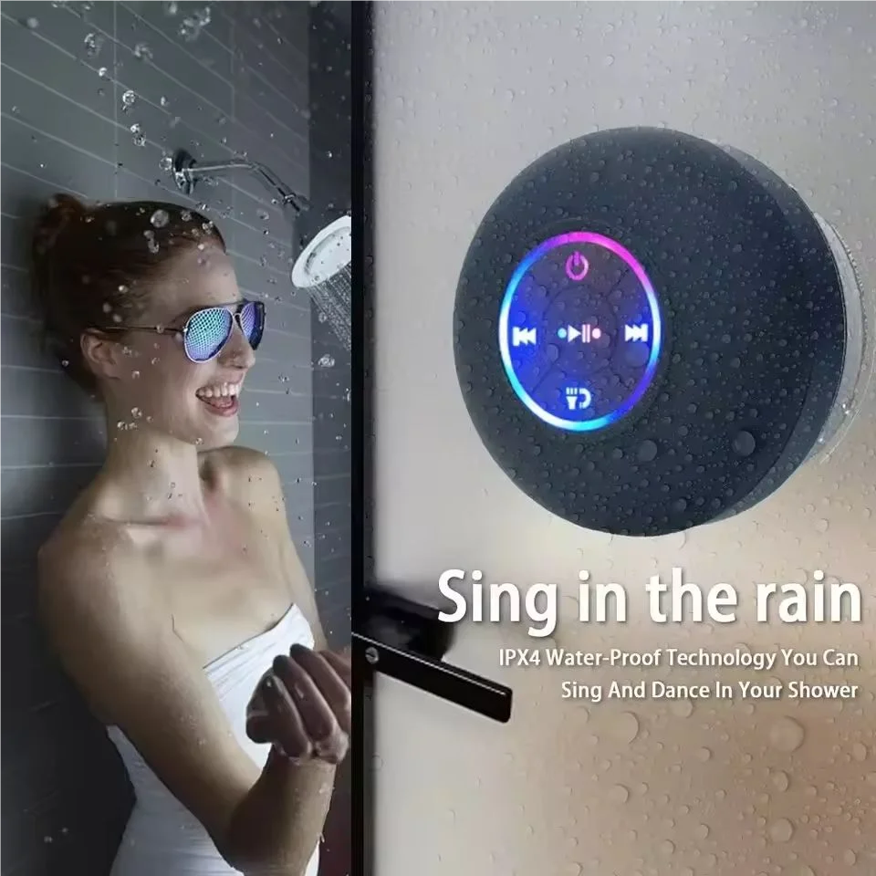 Enhance the happiness of bathing! Waterproof RGB Light Speaker,  Mini Portable Wireless Speaker, Rechargeable Waterproof Speaker image 2