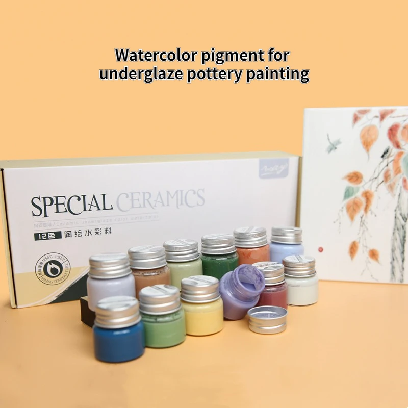 

Underglaze Ceramic Painting Watercolor Pigments 12 Color Set High Temperature Color Glaze DIY Pottery Painting Coloring Supplies