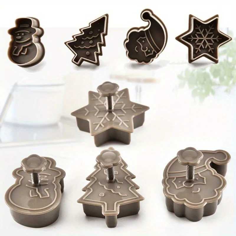 4Pcs 3D Three-dimensional Christmas Biscuit Mold Creative Press Biscuit Mold Four-piece SetKitchen Baking Tools Cookie Mold