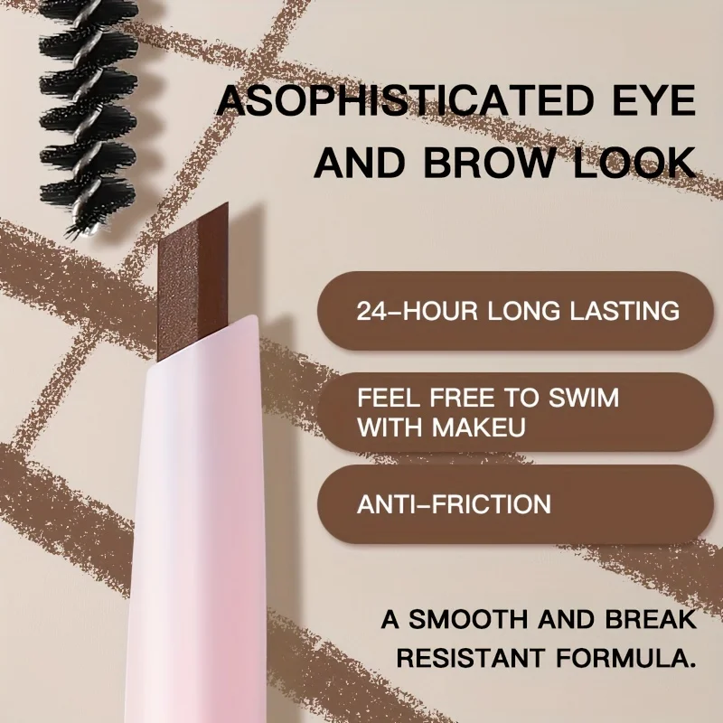 USHAS, matita per sopracciglia a doppia estremità, punta triangolare, matita per sopracciglia facile da usare (4 colori)