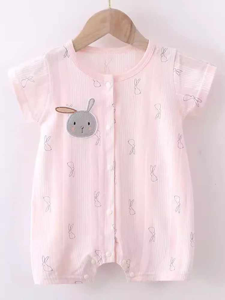 

2025 Summer Newborn Baby Pure Cotton ort Sve Onesie Thin Harvey D009 Lightweight Comfortable Breathable Infant Rer