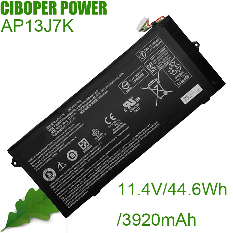 CP Laptop Battery AP13J7K AP13J4K AP13J3K 11.4V/3920mAh/44.6Wh For Chromebook C740 Series Notebook