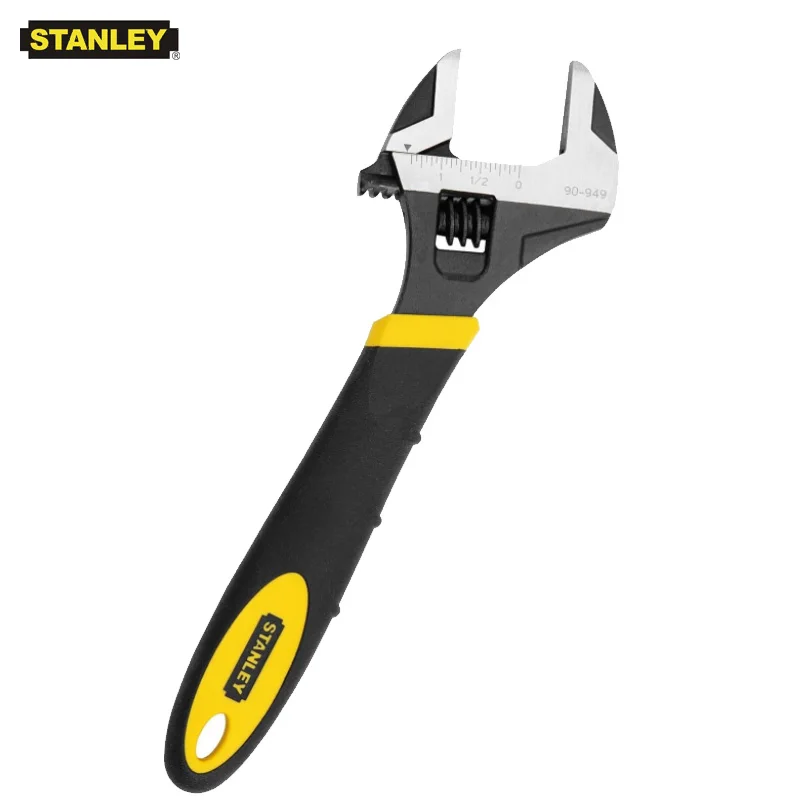 Stanley 1-pcs professional wide jaw open rubber handle adjustable head wrenches monkey spanner inch mm multi tool 6/8/10/12 inch