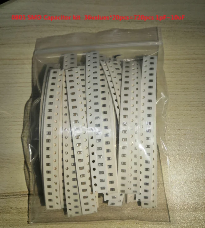 0805 SMD Capacitor Assorted Kit ,36values*20pcs=720pcs 1pF~10uF Samples Kit Electronic Diy Kit 4.7PF 22PF 102 222 103 104 105