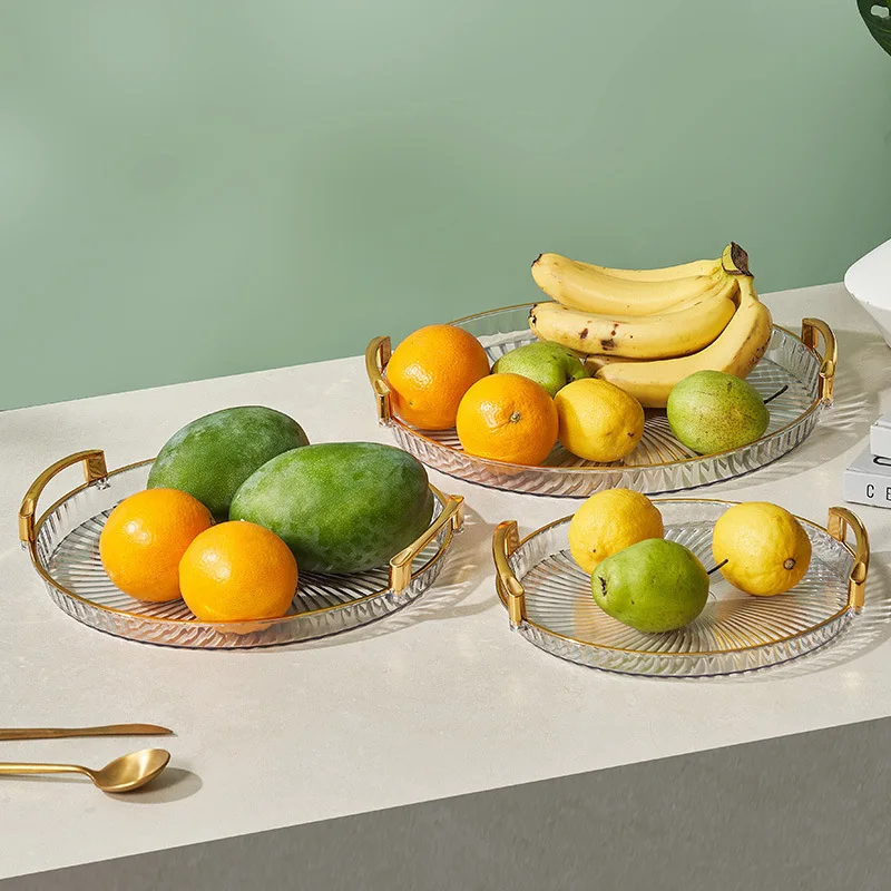 Light Luxury Gold Rim Fruit Salad Plate Multi Purpose Dry Snack Storage Tray Nordic Style Home Living Room Decor Dish