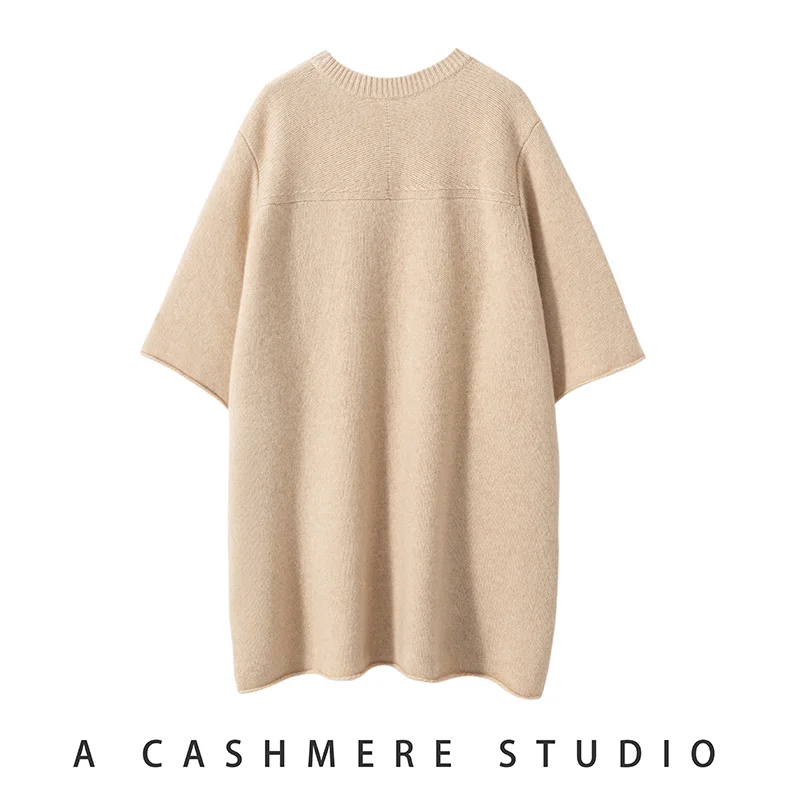 Hot Sale Autumn Winter New 100% Cashmere Sweater O-neck Women\'s Thicken Short Sleeve Pullover Lady Loose Large Size Knit Jumper
