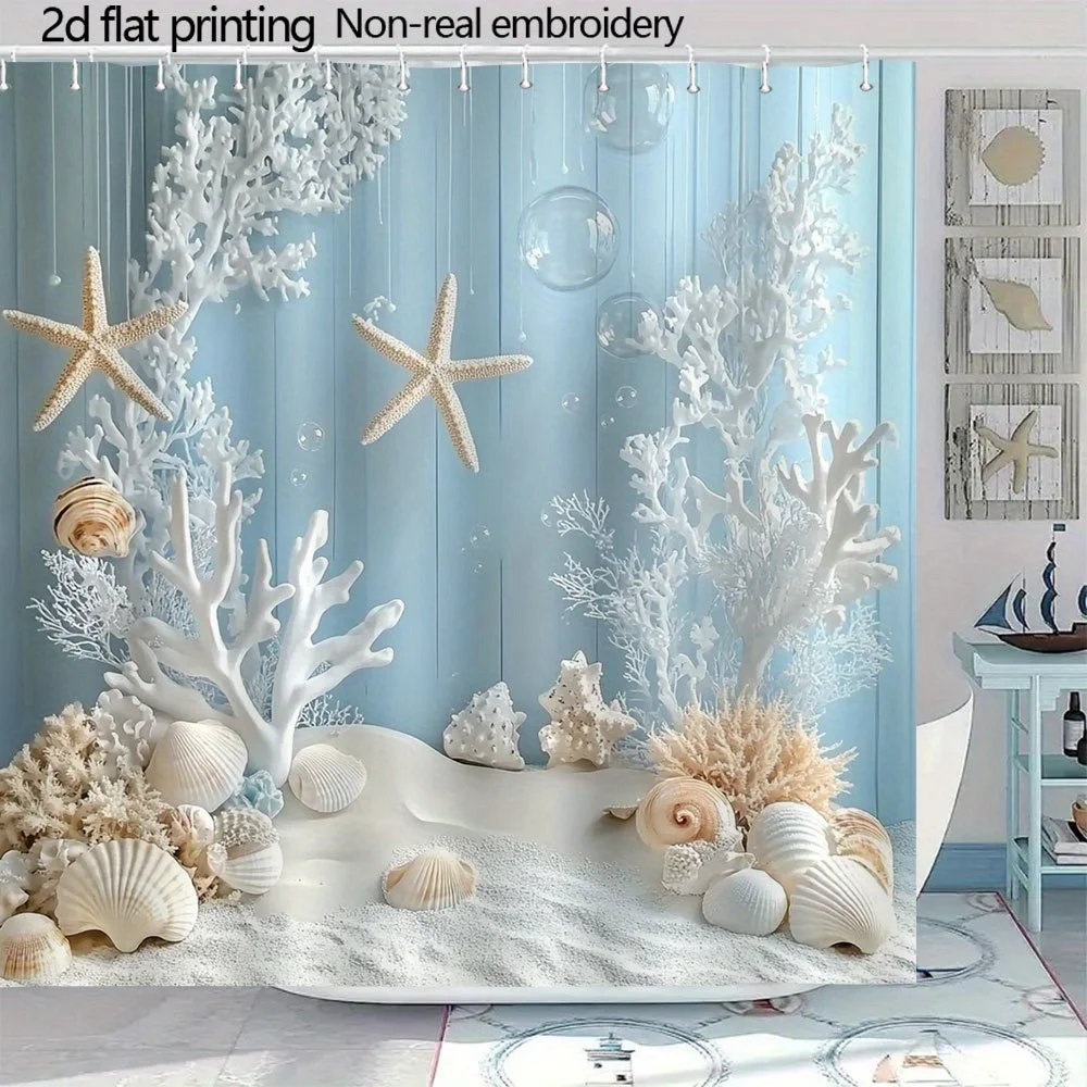 

Синий коралловый риф занавеска для душа морская жизнь искусство декор для ванной комнаты подводный океан занавески для ванны для современного домашнего интерьера