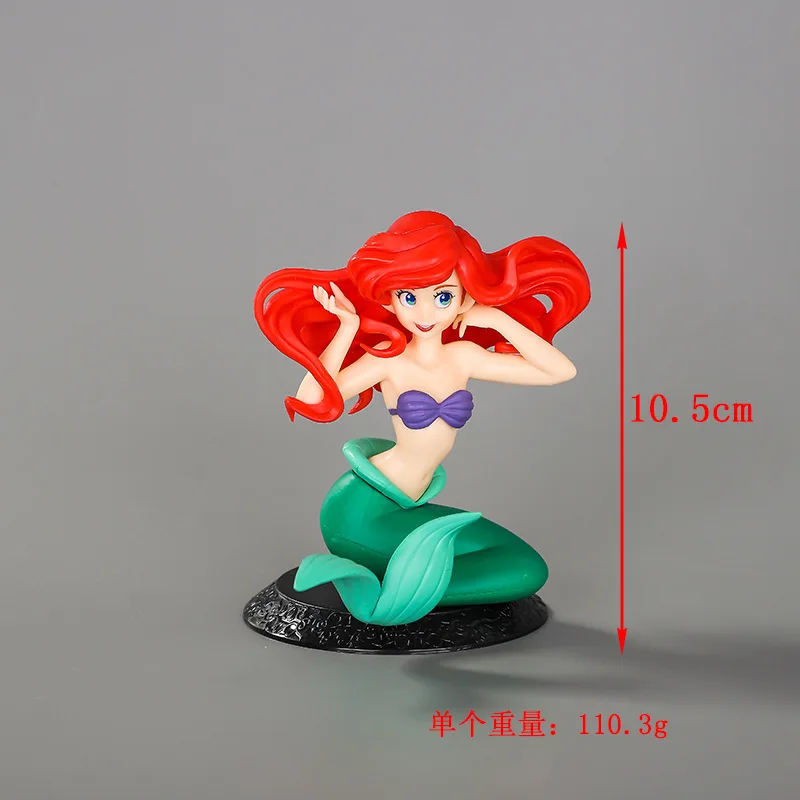 10cm Anime Disney Princess The Little Mermaid Ariel  PVC Action Figures Model Car Cake Decorations Dolls Toys