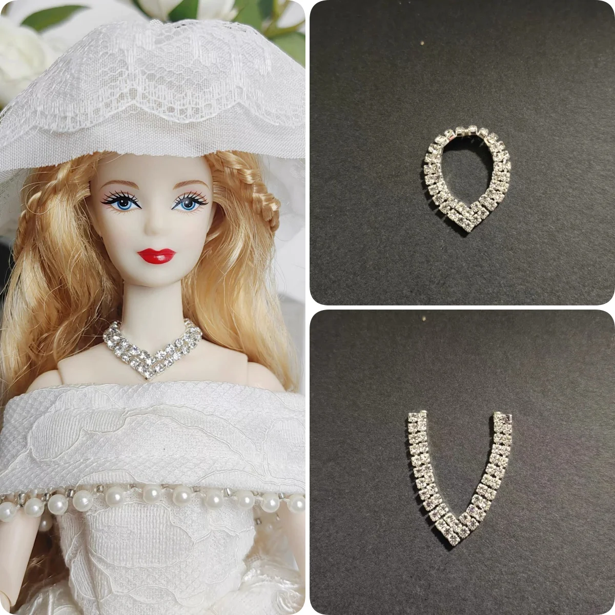 1/6 Doll Jewellery Parts Senior Sense Double-row V-shaped Diamond Sparkling Luxury Necklace For 30cm Babi Supermodel Doll