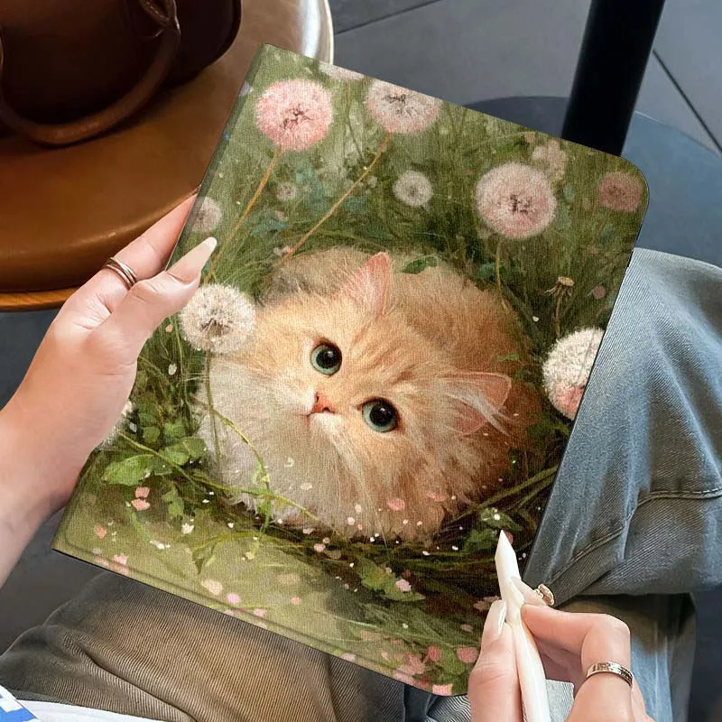 

Cartoon Cat Flower Bow Kitten For iPad Pro Air Mini 1 2 3 4 5 6 7 7th 8th 9th 10th 11th 10.2 9.7 10.5 10.9 11 12.9 Tablet Case