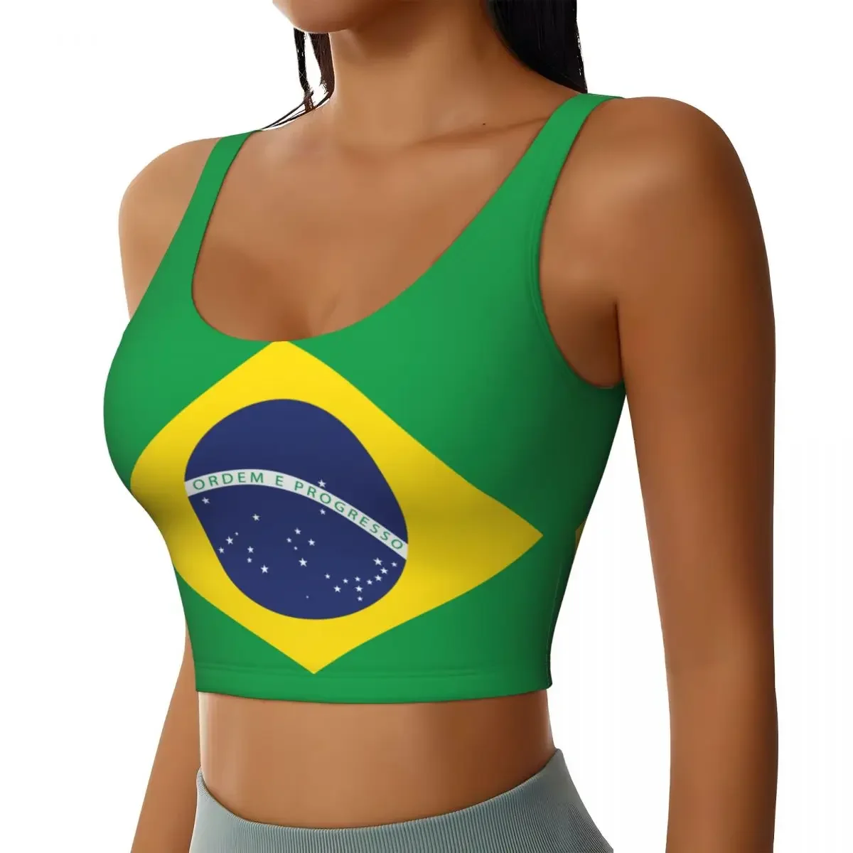 

Women Sexy Sports Vest Brazil Flag Female Streetwear Sport Lingerie Tee Crop Top S-XXL