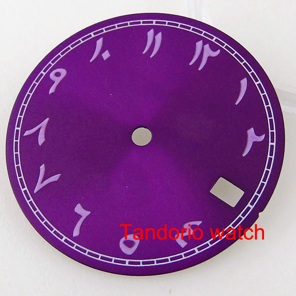 

29mm Black/Blue/Green/Pink/Purple Sunburst Watch Dial Face Luminous Fit NH35 NH36 7s26 Movement Date Watch Parts Accessories