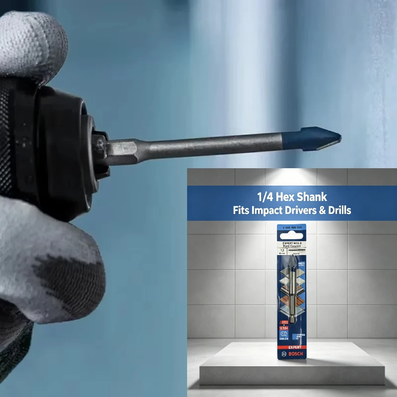 BOSCH Hex-9 Hard Ceramic Drill Bits EXPERT Small Blue Arrow Marble Floor Vitrified Tiles Drilling Hole Power Tool Accessories