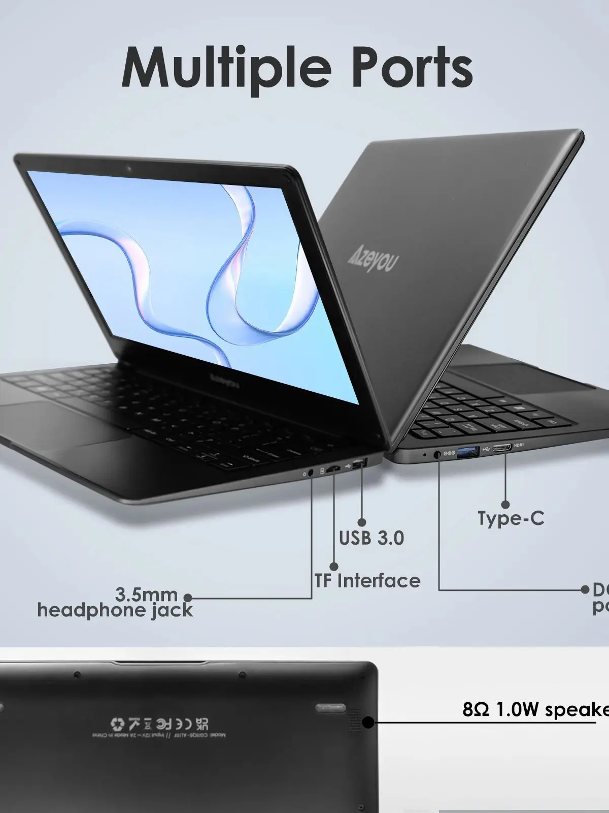 Azeyou Écran HD pour ordinateur portable 11,6 pouces, processeur N4000, ordinateur portable pour étudiant 4 Go, 4000 mAh, clavier russe et anglais OS 11 Pro