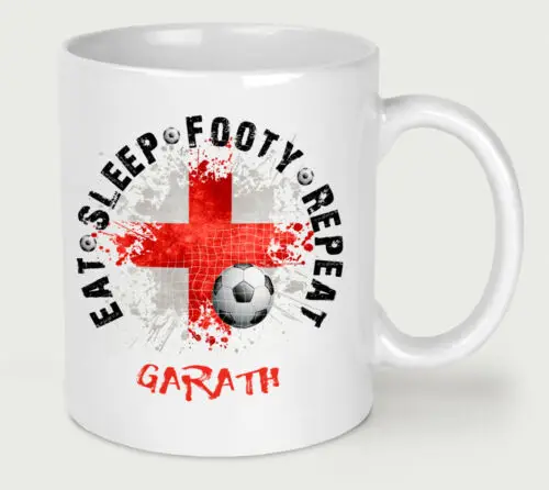 

Personalised Fathers Day Mug Eat Sleep Drink Football Any Name Cup Birhday Gift