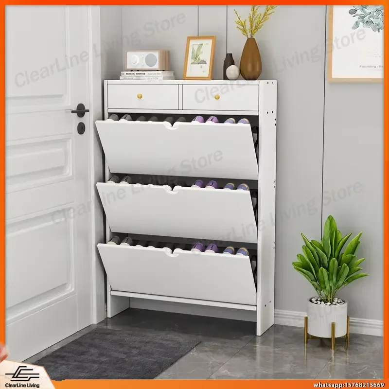 Shoe Storage Cabinet with Drawer Entryway Shoe Organizer Modern Hallway Shoe Rack for Home Office Living Room Bedroom Space