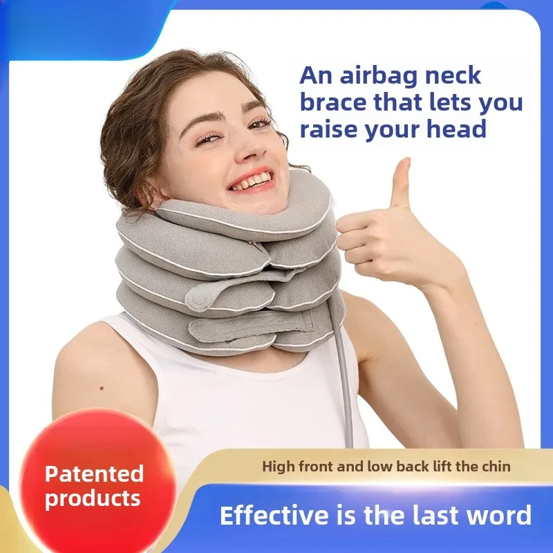 

Inflatable cervical traction device for home neck correction
