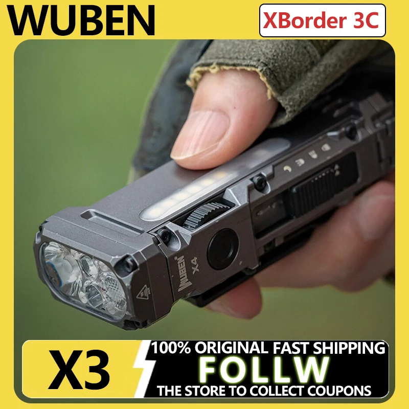

WUBEN X3 EDC Flashlight 1500 Lumens, Titanium Alloy Flat Mini Torch with Magnetic Base & Tactical Switch, IP68 Waterproof Light