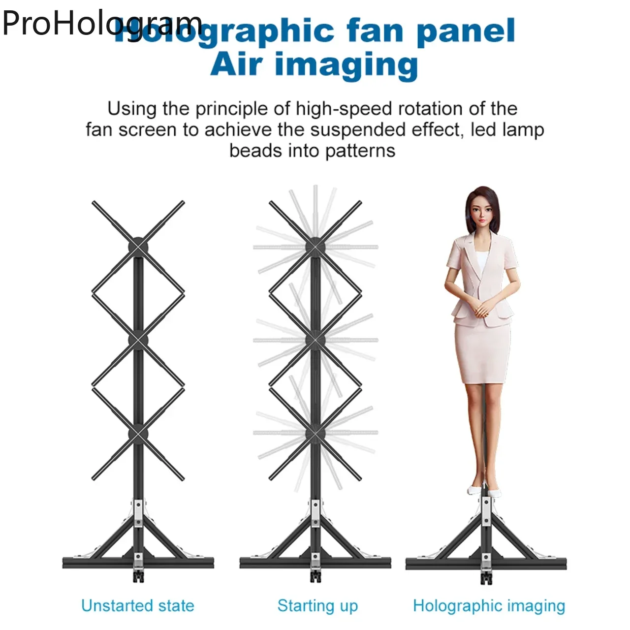 1X3 50cm 3D Hologram Projector Fan For Human Size Advertising Display Fan Wifi 3D Hologram LED Fan Display Support Photo Video