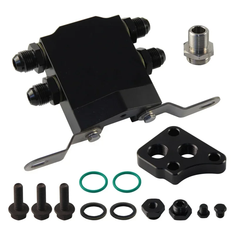 Aluminum Oil Filter Sandwich Relocation Adapter Alloy Engine Oil Cooler Plate Kit For Toyota Lexus V8 1UZ 2UZ 3UZ Black