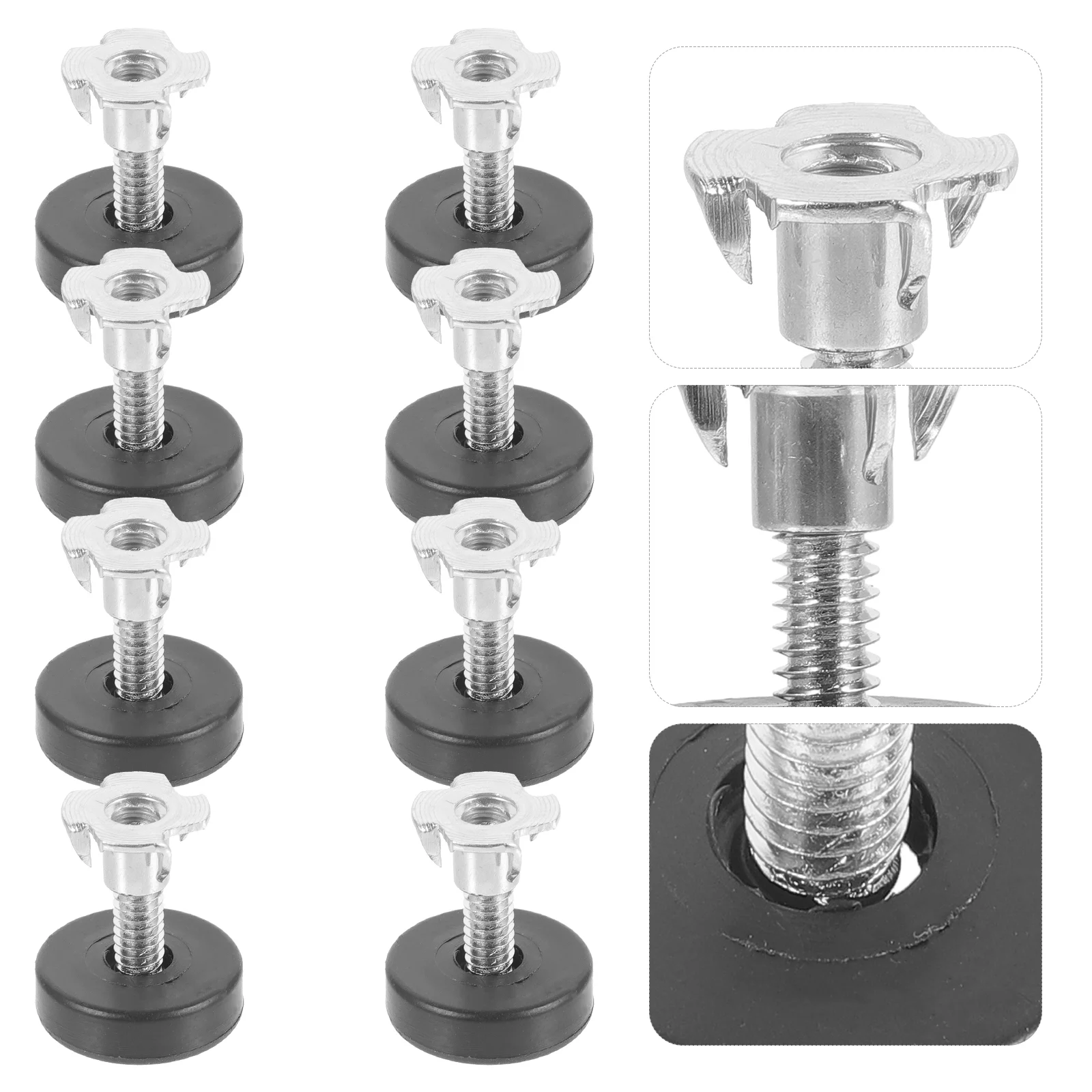 12 Pcs Adjustable Sofa Furniture Balance Feet with Square Nut Threaded for Chairs Alloy Iron and Pp Leveling Foot Pad