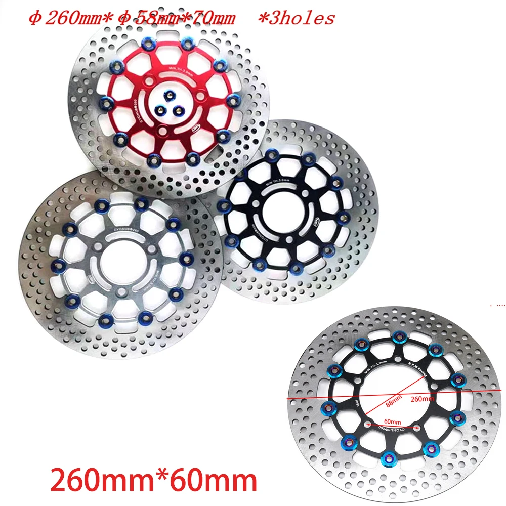 Universal Motorcycle CNC 3 holes 260 *70mm / 5 holes 260 * 60mm Floating disk brake disc for Honda Yamaha BWS WISP Motorbike