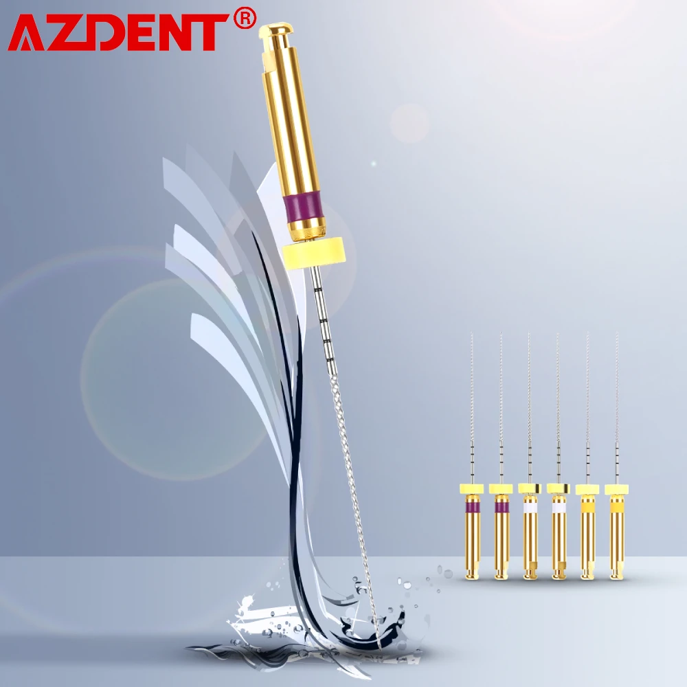 

AZDENT Dental Endo Rotary File 6 PCS Engine Use Root Canal Instrument Niti Path 25mm Endodontic Files Dentistry Medical Clinic