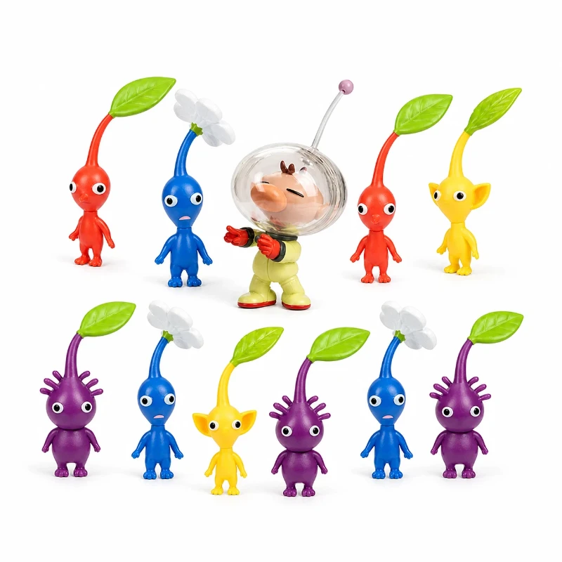 11Pcs Pikmin 3 Deluxe Mini Figures Set Captain Olimar Aliens Game Peripheral Cartoon Model Toy Desktop Ornament Collectible Gift