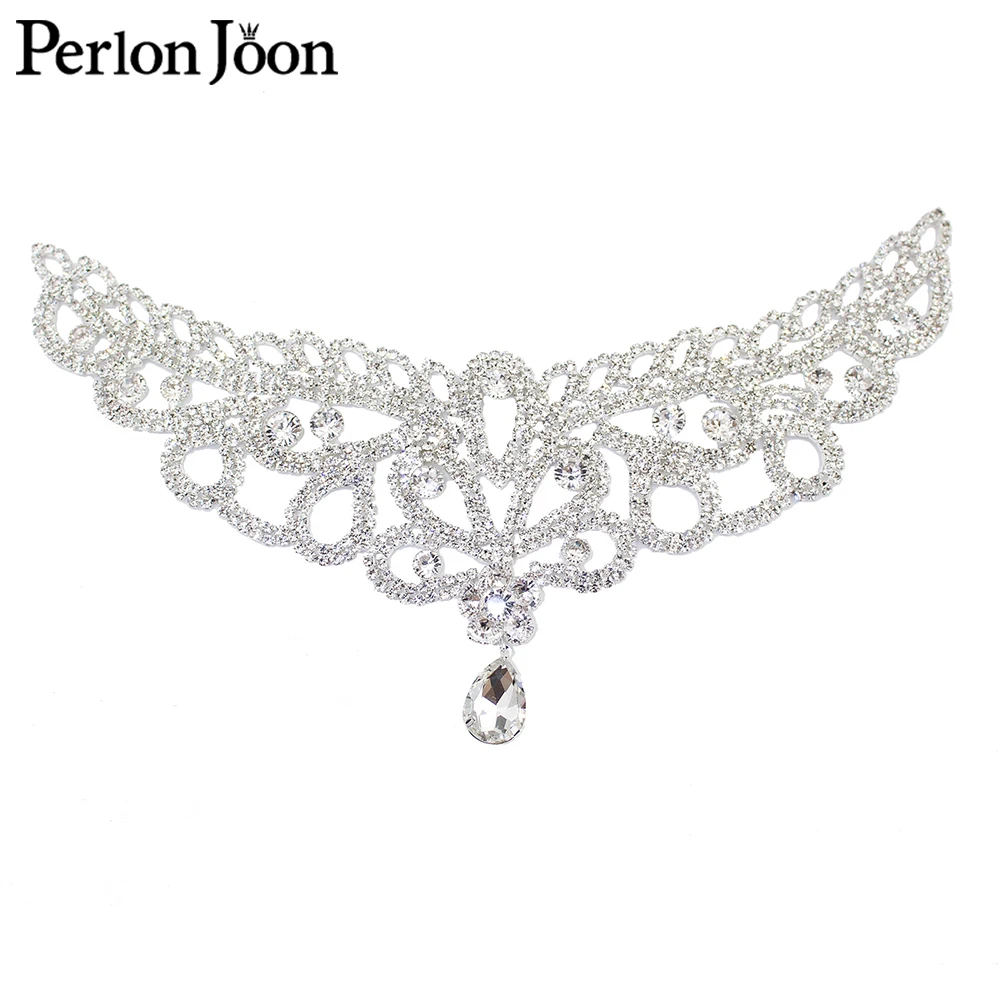 DIY welding Crystal patch Rhinestone Neckline for the wedding dress hand sewing Clothing Accessories YL007