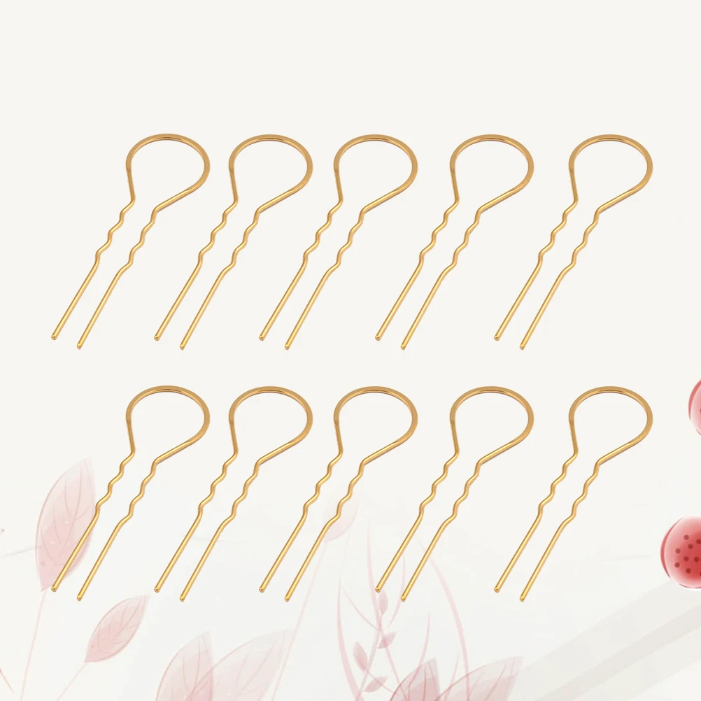 10 قطعة دبابيس الشعر على شكل حرف U مقاطع الشعر المتموجة دبابيس الشعر سبيكة للنساء الذهبي فريد نظرة مميزة عصا الشعر