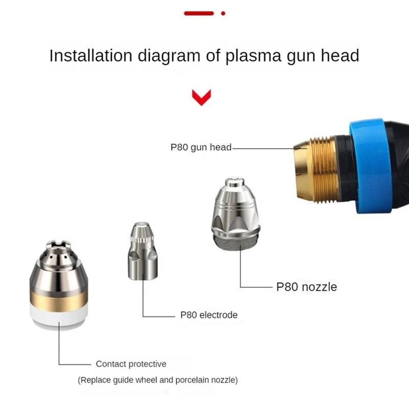 Accessoires de torche de découpe plasma P80, buse de coupe, manchon de protection en cuivre, couvercle de coupe de contact de soudage